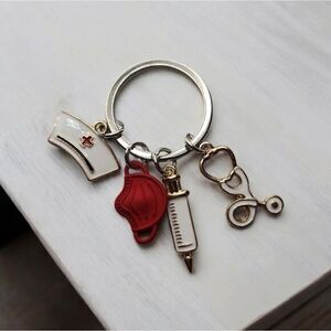 Medical Equipment Keychain Thermometer Stethoscope Nurse Cap Key Ring‎ Doctor